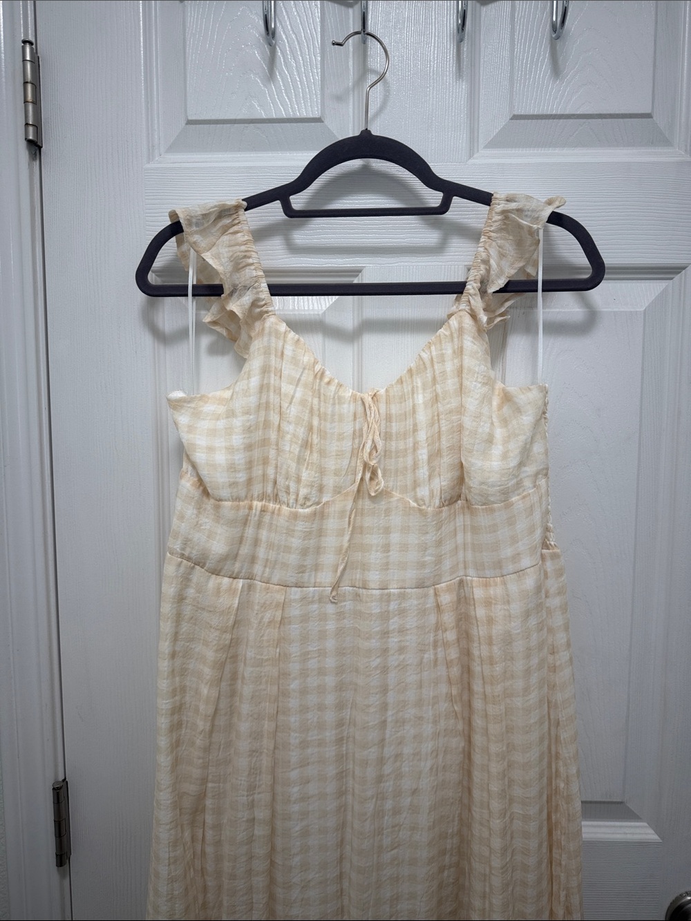 Women's Cream Maxi Dress with Ruffle Straps - Picture 3 of 7